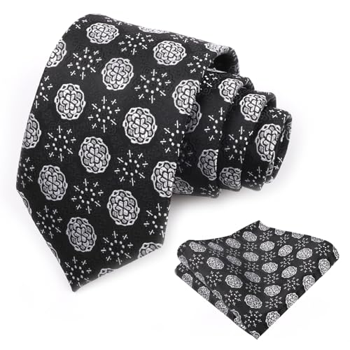 Image of Alizeal Mens Vintage Solid Plaid Tie with Pocket Square 3.15inches Necktie Set