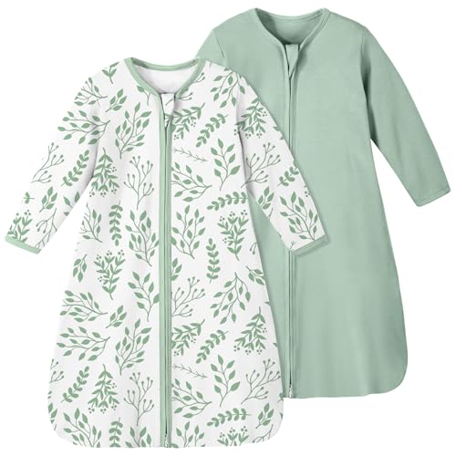 Image of Yoofoss Baby Sleep Sack 0-3 Months 100% Organic Cotton Long Sleeve Wearable Blanket Baby 2-Way Zipper 0.5 Tog Newborn Sleeping Sack, Lightweight