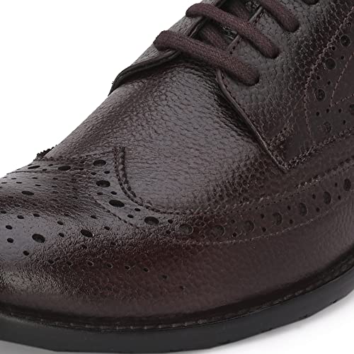 Image of Auserio Men's Brogue Full Grain Leather Lace Up Formal Shoes | Anti Skid Sole & Waxed Laces | Antimicrobial Memory Foam Padded Insole with Detailed Stich| Shoes for Office & Parties (115.116.117)