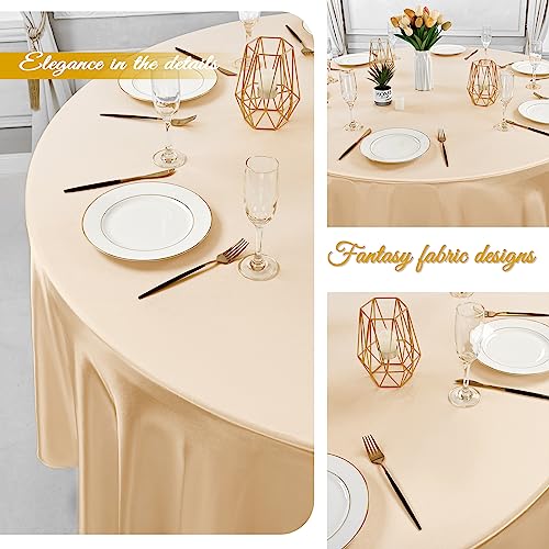 Pesonlook 6Pcs Champagne Satin Round Tablecloth, 108 Inch Round Tablecloth Bright Silk Satin Tablecloth Smooth Fabric Satin Table Cover For Wedding Parties Banquet Decoration(Champagne) #TOP7