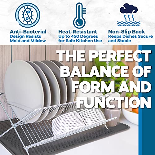 Lish TN-1225226 Large Silicone Dish Drying Mat For Kitchen Counter Or Under Sink, 16 Inch X 12 Inch Large, Waterproof Pet Feeding Mat, Water Bowls, Under Drying Racks thumb #3