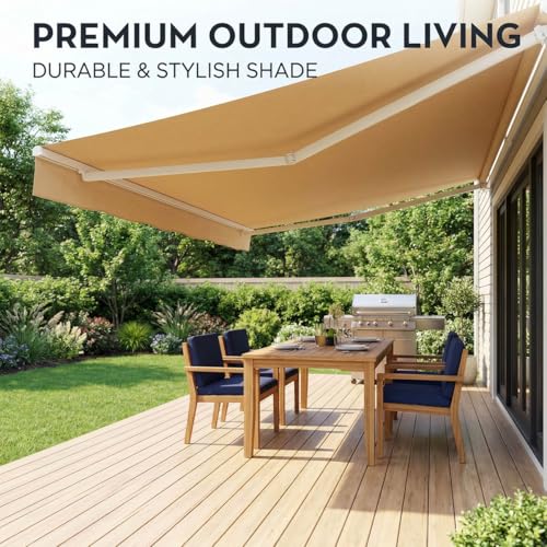 Auvent rétractable 3x2m imperméable à rayures vertes et blanches pour terrasse