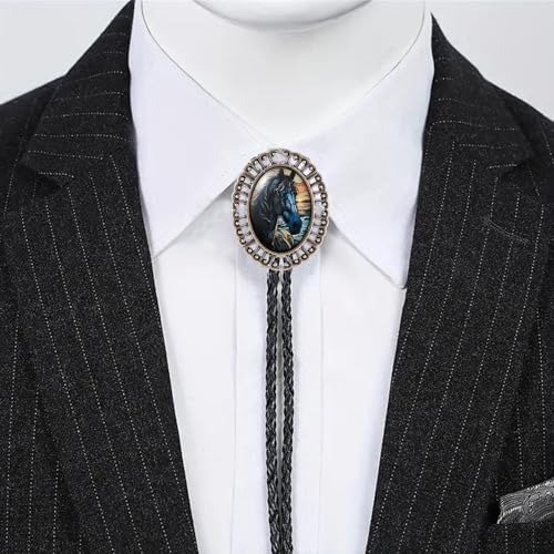 Image of Jeilwiy Bolo Tie for Men Western Cowboy Gothic Bolo Tie Necklace Halloween