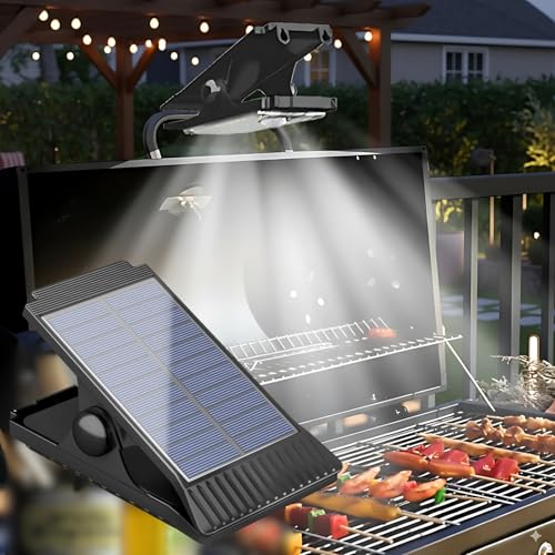 XYRIS Grill Lights for Outdoor Grill, Super Bright Clip On Solar Light Outdoor 60 LED – Solar Powered Security Lights for Chicken Coop, Chain Link Fence, Garden, Camping, Patio Umbrella, RV (1 Pack)
