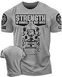 Gymish Strength is Earned Not Given Workout T-Shirt, Lifting Gym Shirts for Men (LG, Strength Grey Branded)