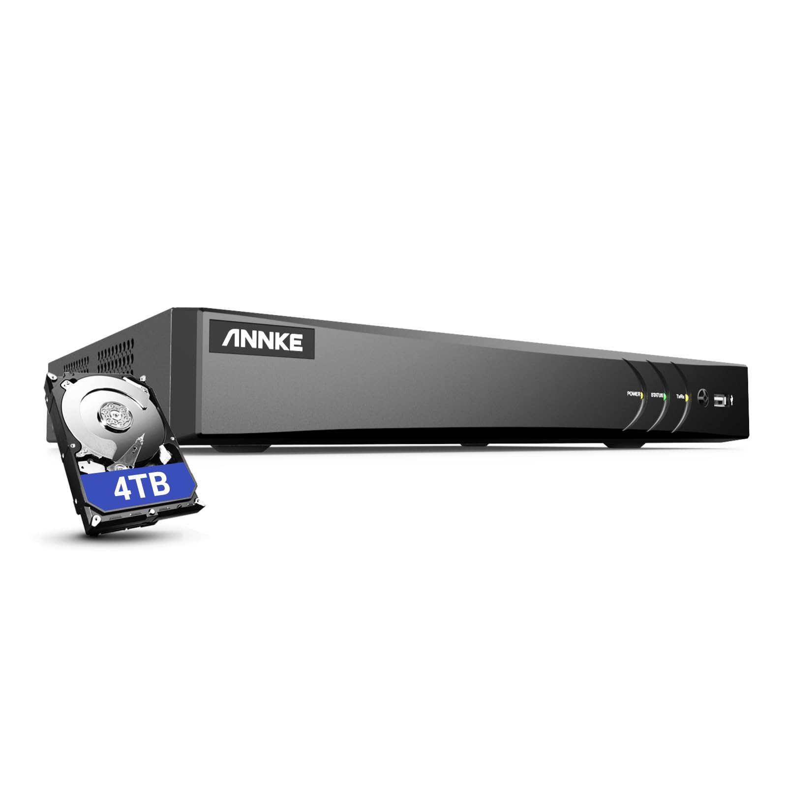 ANNKE 4K 8-kanałowy rejestrator DVR H.265+ rejestrator DVR do analogowego / AHD/TVI/IP CCTV, inteligentne rozpoznawanie osób i pojazdów, powiadomienia e-mail, dysk twardy 4 TB