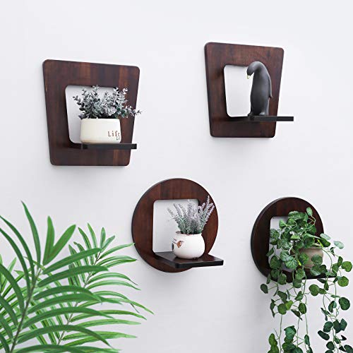WELLAND 4 Pack Floating Shelves Wall Mounted, Rustic...