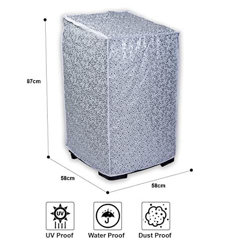 Image of Washing Machine Cover Suitable for Top Load Bosch 7 Kg, 7.5 Kg, 8 Kg, 8.5 Kg (58cmsX58cmsX87cms, White & Grey)