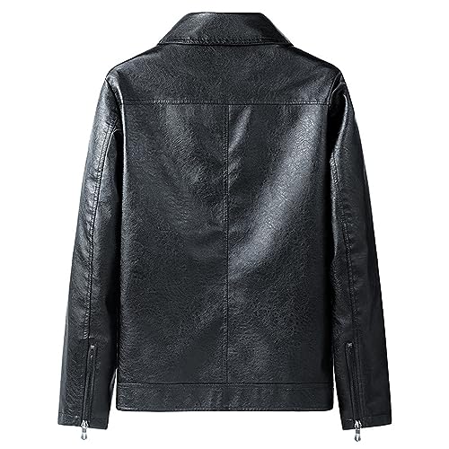 Chaqueta de cuero para hombre con cierre y bolsillos miniatura 2