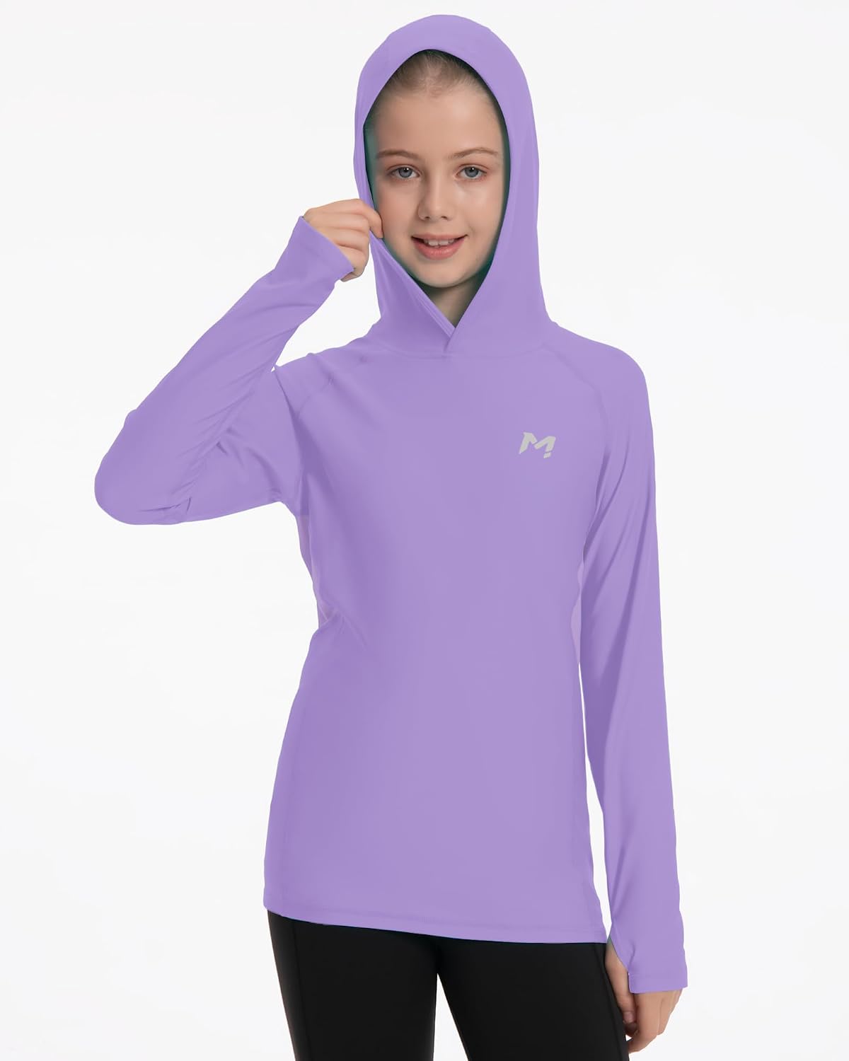 Moozava UPF 50+ Rash Guard Shirt for Girls Quick Dry Long Sleeve Sun Shirt Lightweight Athletic Hoodie with Thumbholes image 3