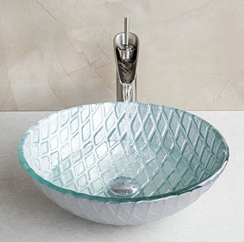 Évier de lavabo en verre et robinet cascade pour meuble de salle de bain