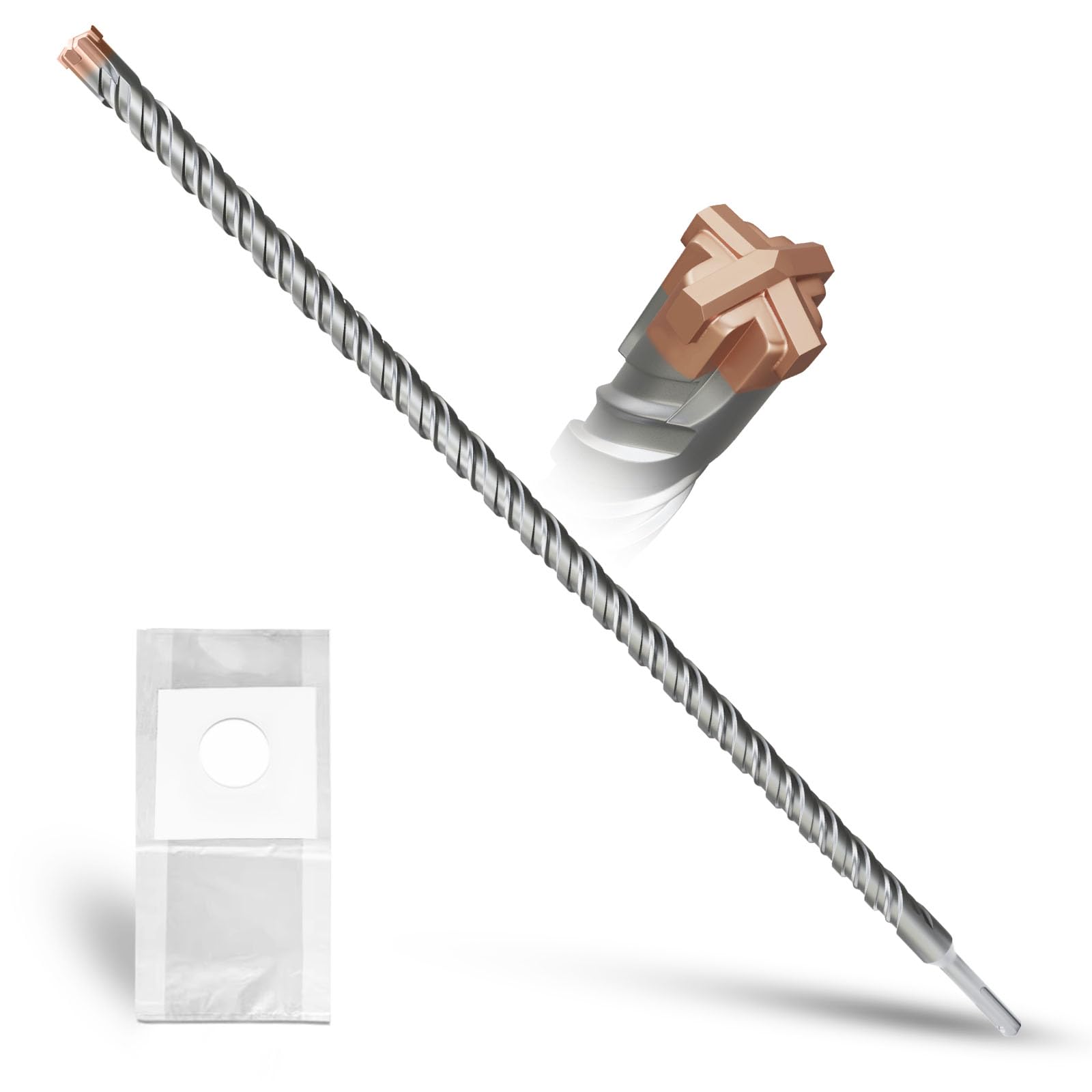 METOTY SDS Plus Hammer Drill Bit 20mm×600mm, with 4 Carbide Cutting Edges, Head with Coating, Masonry Drill, Hammer Drill