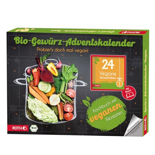 ROTH Bio-Gewürz-Adventskalender 'Vegane Rezepte' 24 Bio-Gewürze und Buch...
