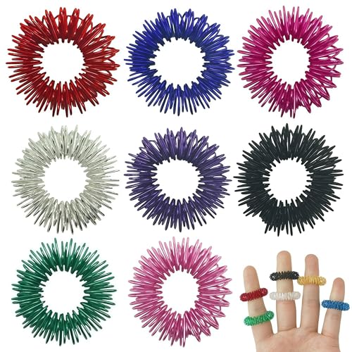 Akupressur Ring Anti Stress Ring Massageringe für Finger Akkupressurringe Stressreduzierender und durchblutungsfördernder Massagering für Förderung Der Durchblutung (8 Stück)