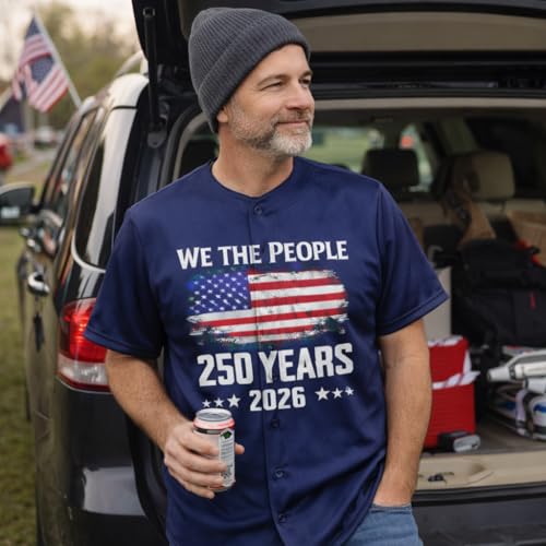 Camiseta de béisbol personalizada para el 250 aniversario de EE. UU., diseño patriótico 1776-2026 miniatura 3
