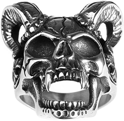 Eamaott Stainless Steel Sheep Head Ring Vintage Men Personalized Finger Ring Great Gift