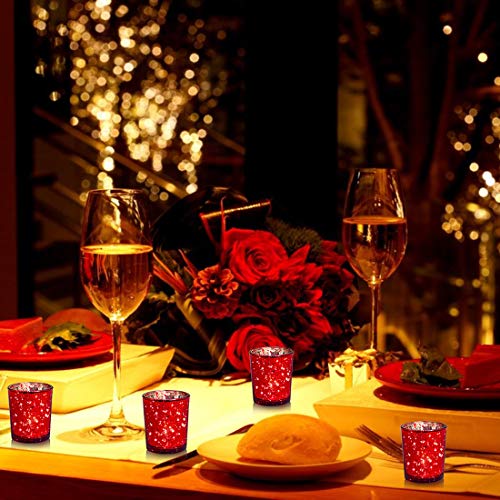 image for Rista Jade 24-Pack Mercury Votive Candle Holders Bulk, Speckled Red Me