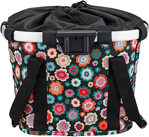KLICKfix Unisex – Erwachsene Happy Flowers Fahrradkorb, Bunt, 15 Liter