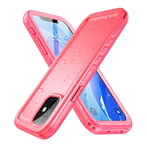 Coque étanche iPhone 12 rose pour le sport et l'extérieur