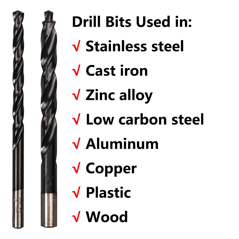 32PCS Cobalt Drill Bits Set (Pro), 29PCS 1/16"-1/2" Twist Drill Bit & 3PCS 1/8"-3/4" Step Drill Bit, Industrial Grade M35 TiAlN, Bullet Point Tip, for Hardened Metal, Stainless Steel