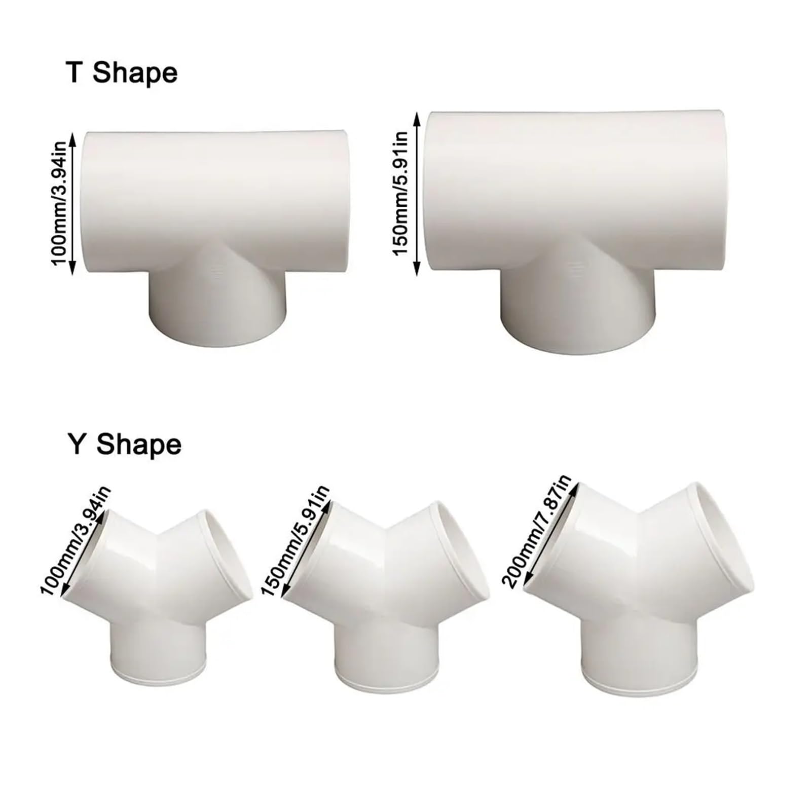 100/150/200mm Kanał T/Y Złącze kanału Szybkie złącze rury wentylacyjnej 3-drożny rozdzielacz Złączki rury wydechowej PVC(200mm-Y Shape)