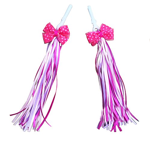 ASTRQLE 1Pair(2PCS) Bike Handlebar Streamers- Childrens Bicycle Handlebar Pink Bowknot Design Tassels/Trike Scooter Handgrip Colorful Ribbons Accessories