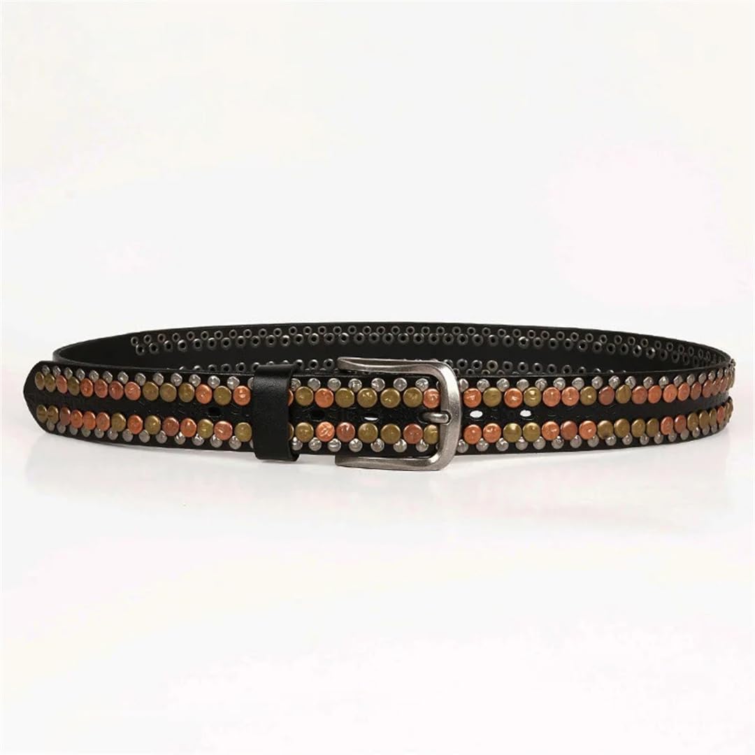 Cintura da donna punk rotonda rivetto cintura in pelle fibbia fibbia cintura unisex moda