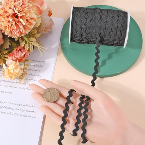 GORGECRAFT 50m x 5mm RIC Rac Trim Ribbon Black Wave Bending Fringe Trim Woven Braided Webbing Edge Lace for DIY Sewing Crafts Dress Clothes Embellishment Wedding Party Gift Wrapping Bows Decor - Image 3