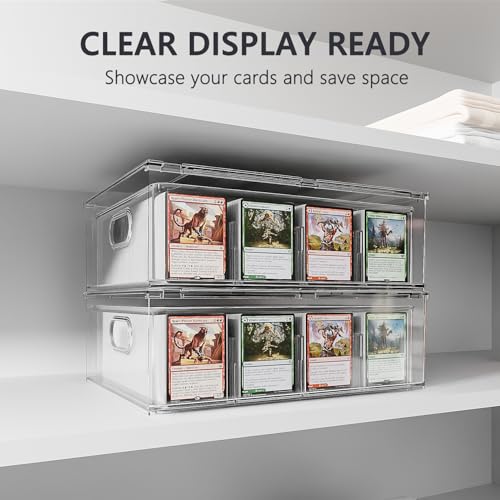 Image of Trading Card Storage Box - Clear Large Card Organizer Holds 12000 Cards with Foam Inserts Blocks - Display Case for TCG & Sports Cards(4-Pack)