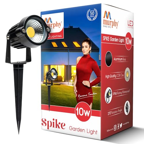 Image of Murphy 10W Heavy-Duty LED Spike Focus Light - IP65 Water Resistant, Adjustable 180, High-Grade Aluminium Material, Outdoor Garden Lights with 2 Years Warranty (Warm White), Pack of 1