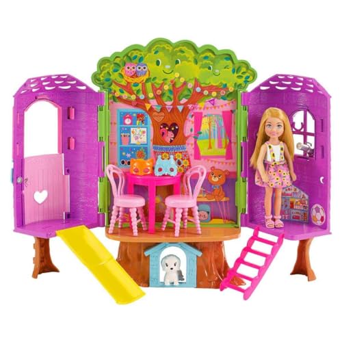 Chelsea Barbie Doll And Treehouse Playset With Pet Puppy