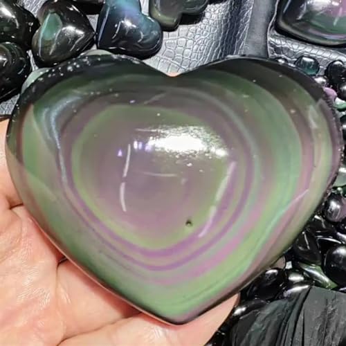 Cœur en obsidienne œil de céleste véritable cristal de quartz premium - 4