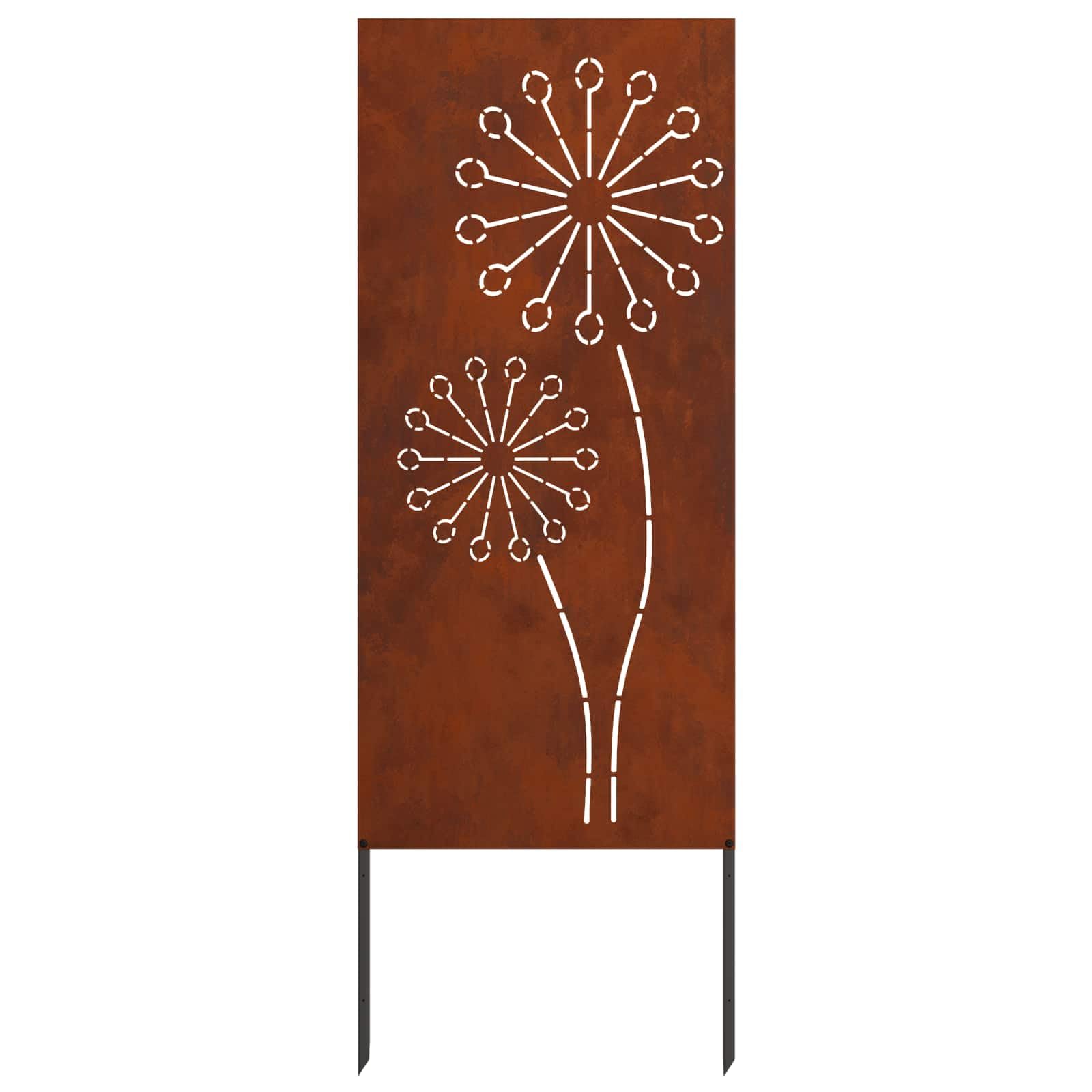 Osłona ogrodowa z płótna ze stali odpornej na warunki atmosferyczne, zardzewiała, 50 x 140 cm, matowa, na taras, ochrona przed wzrokiem z intarsją, do użytku na zewnątrz