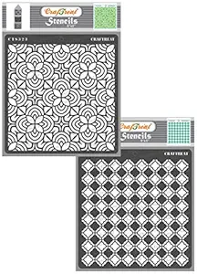 Moroccan Trellis Stencil for Craft and Art - Flowers and Curves & Moroccan Flower Trellis - Size: 6X6 Inches (2Pcs) - Painting Flower Stencil for Craft and Art - Flower Stencil Painting