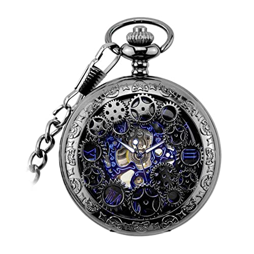 rockible Vintage Steampunk Mechanical Pocket Watch with Chain