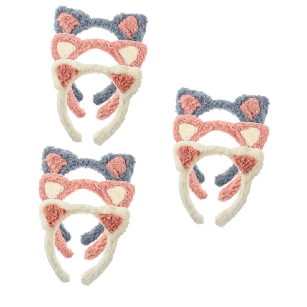 minkissy 9pezzi Fasce Per Trucco Con Orecchie Di Gatto Headband Per Skincare e Lavaggio Viso Per Donne Morbido e Divertente Per Spa e Bellezza