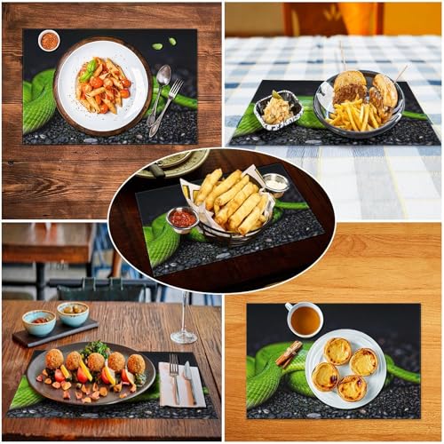 Sets de table Green Snake en PVC lavable x6 pour repas chic - 6