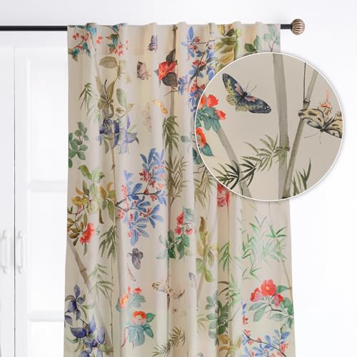Image of Maison d' Hermine Curtains for Living Room 100% Cotton 50 inchx124 inch (Pack of 1) | 124 inches long Light Filtering Curtains for Windows Bedroom with Rod and Loop Pockets - Canne - Beige