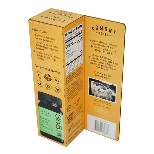 Egmont New Zealand Mānuka Honey UMF 12+ – Raw & Unpasteurized, Premium Authentic MGO Certified Honey 1 pack