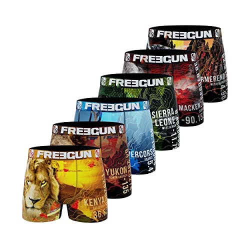 Boxer Homme Animaux, Caleçon Homme Polyester Recyclé, Confortable et Respirant (Lot de 6), Multicolore, Taille XL