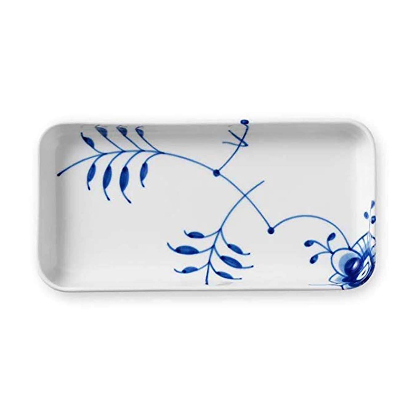 Plato Rectangular Royal Copenhagen Blue Fluted Mega - Porcelana Azul Y Blanca, 24 Cm, Apto Lavavajillas