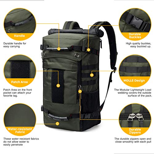 Mardingtop 40L Duffle Backpack Molle Travel Sports Gym Carry-On Bag for Men Women 6346-Black