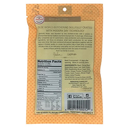 Aufschnitt Grass Fed Beef Jerky - Variety Pack - 5 Pack (2 Oz Each) - Kosher, Glatt, Star-K Certification, Gluten Free, All Natural, No Nitrites #TOP3
