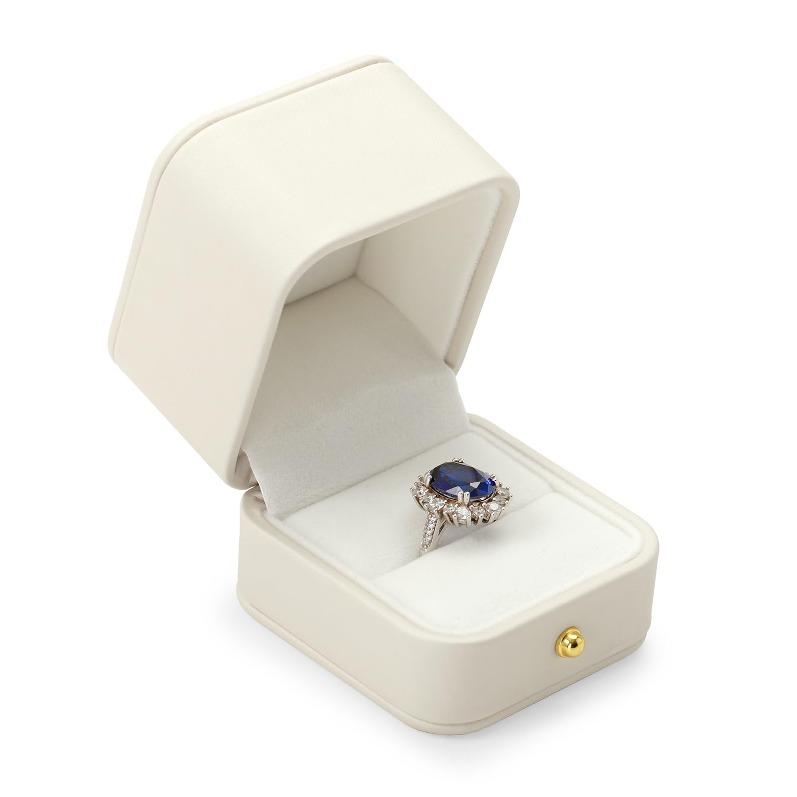 Oirlv Blanc PU Cuir Boite Bague Fiancaille,Ecrin Bague,Ring box pour Mariage Proposition Anniversaire Saint Valentin