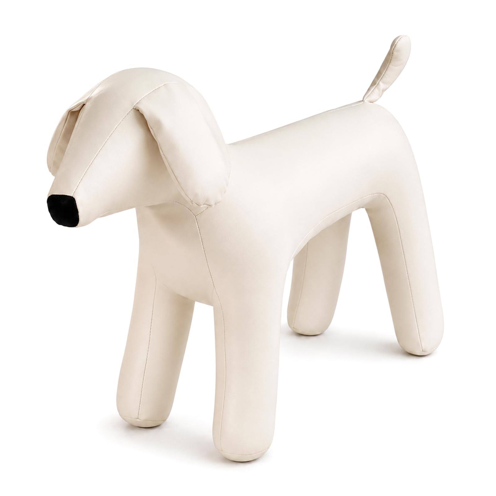 Dog Mannequin PU Pet Clothing Display Stand Cute Dog Hangers for Clothes Store Leather Pet Sewing Mannequin Durable Puppy Standing Model (White, Large)-image-36