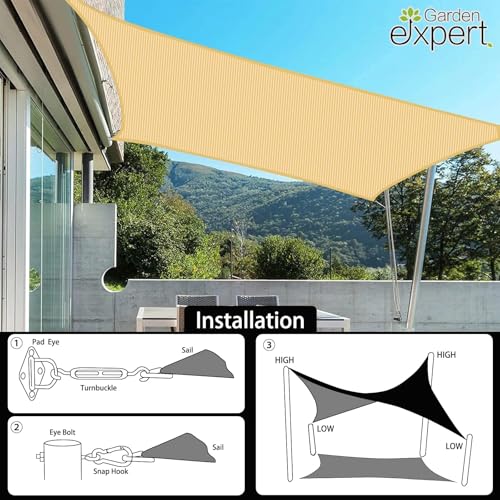 Gardenexpert23x23sunshadesailwithgrommetslargesquarecanopyshadecoverforpatiogardenoutdoorbackyardsand  Urban Country Home Decor Garden expert 23×23 sun shade sail with grommets large square canopy shade cover for patio garden outdoor backyard sand  urban country home decor