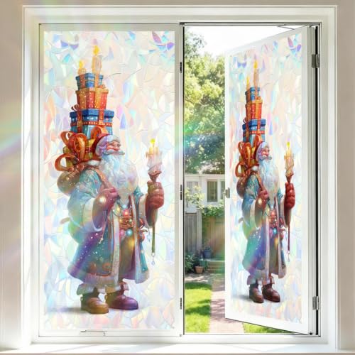 Image of Blue Robe Santa Gift Tower Holographic Window Film 17.32x39.37in