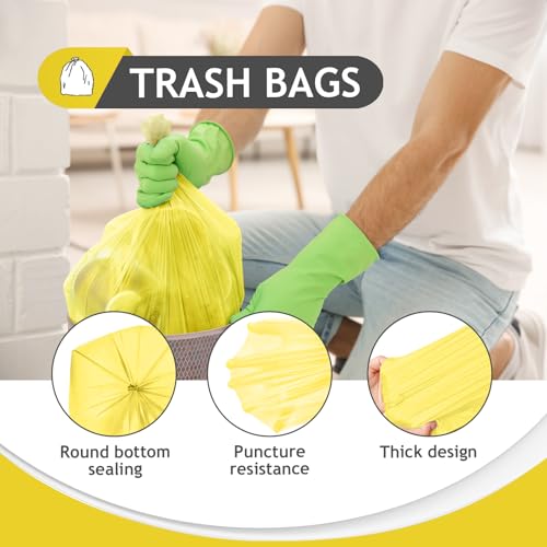 Image of Teivio Small Trash Bags 4 Gallon 160 Counts Garbage Bags, Bathroom Trash Can Bin Liners, Small Plastic Bags for home office kitchen, fit 12-15 Liter, 3,3.5,4.5 Gal, Yellow