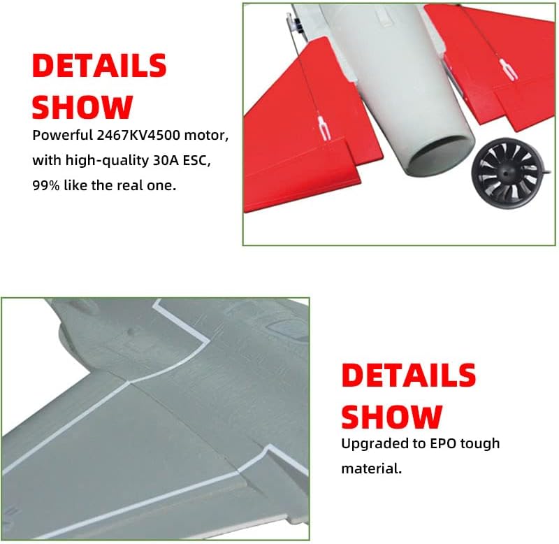 NOBRIM RC Plane Airplane F-16 Fighter Plane 50mm EDF Jet Perfect for Beginners (Grey,ARF)