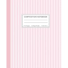 Light Pink Striped Composition Notebook College Ruled Cute Pastel Pink Notebook for School, College & Work | Aesthetic Preppy Notebook for Students & Women